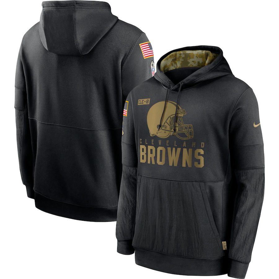 Men Cleveland Browns Black Salute To Service Hoodie Nike NFL Jerseys